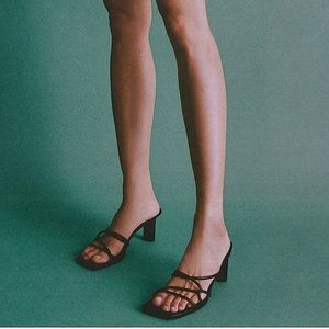 ZARA NWT Black Strappy Block Heels